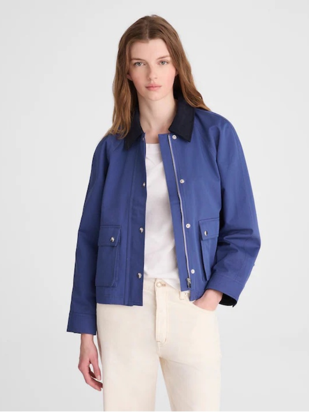 Madewell Blue Cotton Chore Barn Jacket Corduroy Collar XXL
